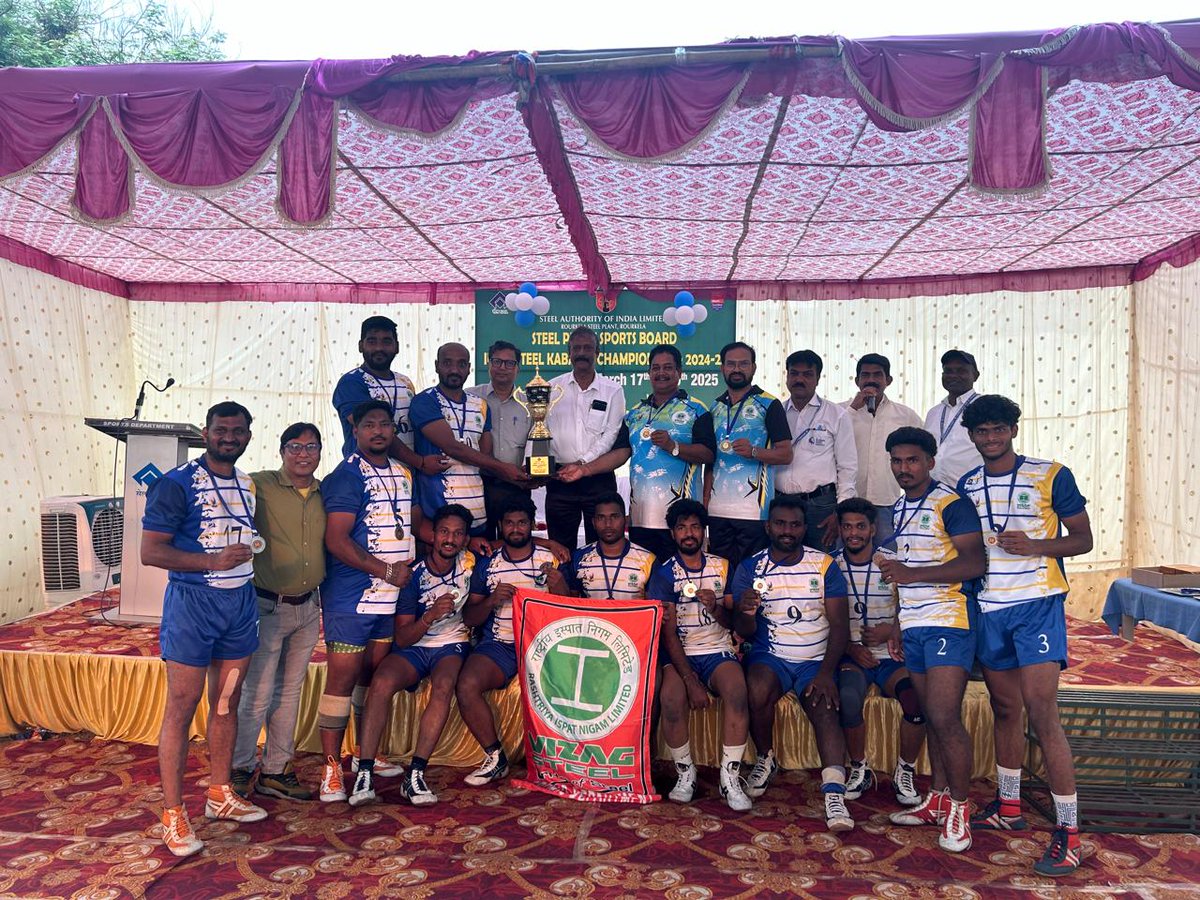 RINL_VSP's tweet photo. Hearty Congratulations! to #Kabaddi #TeamRINL for the Runner-up Trophy in Inter Steel (#SPSB) kabaddi championship held at Rourkela Steel Plant, Rourkela (17th-19th )March 2025.
@SteelMinIndia @hd_kumaraswamy @BjpVarma https://t.co/qRKss2Zsn3