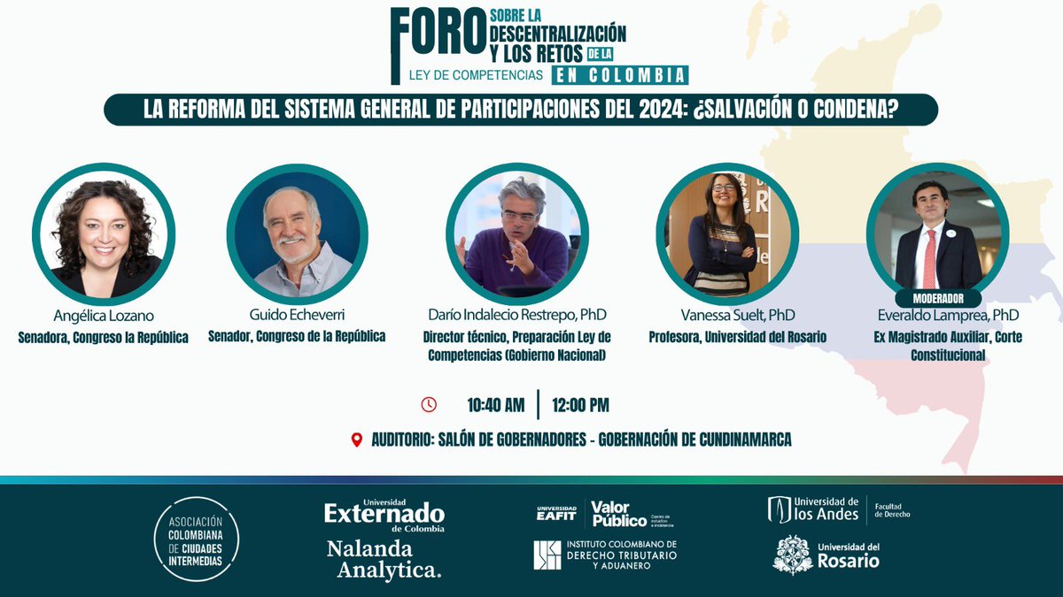 JulianLopezM's tweet photo. La Reforma del Sistema General de Participaciones del 2024: ¿Salvación o Condena?

Angélica Lozano
Guido Echeverri
Darío Indalecio Restrepo
Vanessa Suelt  
Everaldo Lamprea 

Jueves 27 de marzo
10:40 am - 12:00 pm

Inscripción gratuita: 

https://t.co/iG6XQ3m8zW https://t.co/8E1xnFPRr7