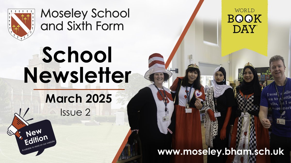Moseley School (@moseleyschool) on Twitter photo 📢 The NEW edition of our school newsletter is here!
Catch up on our World Book Day celebrations, our Community Iftar, an inspiring art project with <a href="/SoulCityArts/">Soul City Arts</a>, & the Accelerate Programme with <a href="/MyBCU/">Birmingham City University</a>.
Read it now on our website: moseley.bham.sch.uk/wp-content/upl… 📢 The NEW edition of our school newsletter is here!
Catch up on our World Book Day celebrations, our Community Iftar, an inspiring art project with <a href="/SoulCityArts/">Soul City Arts</a>, & the Accelerate Programme with <a href="/MyBCU/">Birmingham City University</a>.
Read it now on our website: moseley.bham.sch.uk/wp-content/upl…