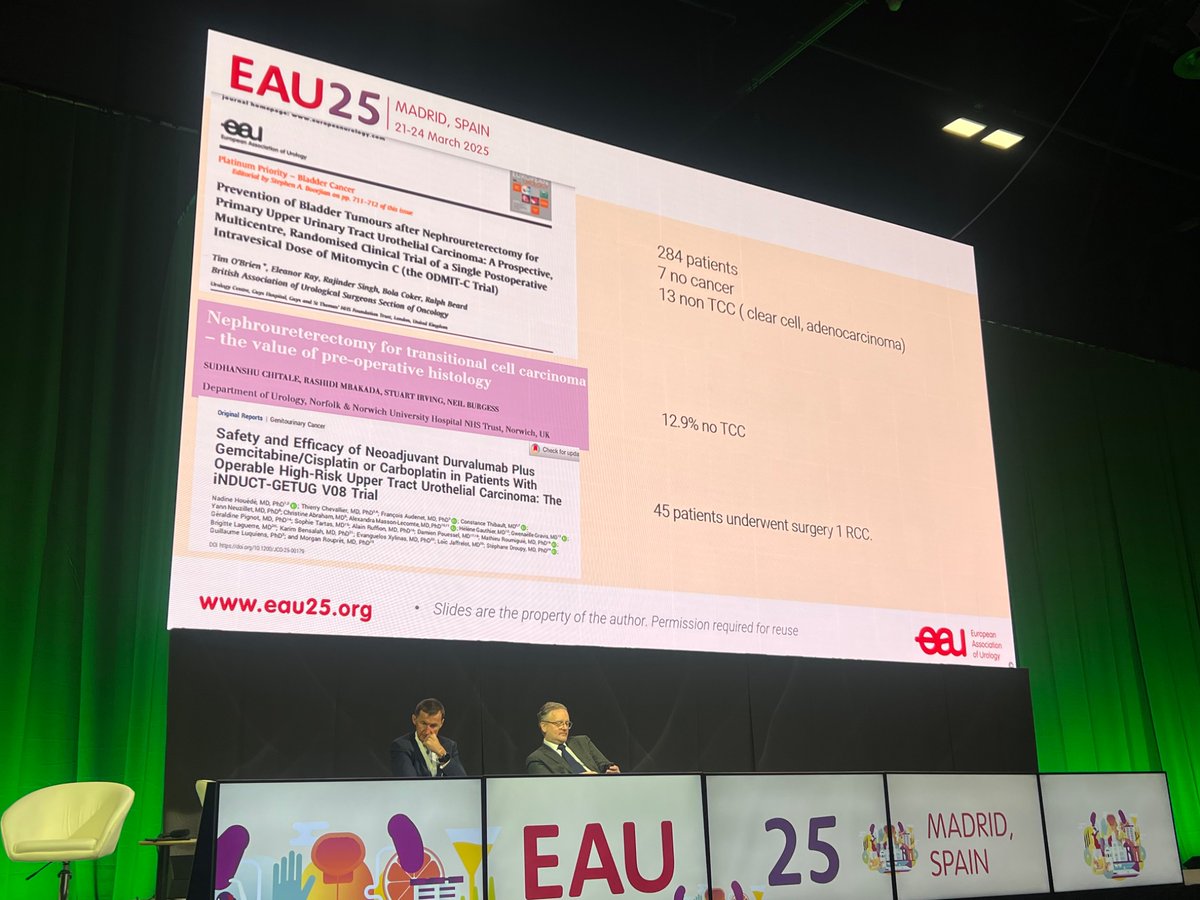 shilpaonc's tweet image. #EAU25 Rapid Fire Debates urothelial ca. 
the queen of adjuvant tx in upper tract UC @AlisonBirtle vs  @AStenzl 
Neoadjuvant or adjuvant Tx approach?
@AlisonBirtle made a strong case to go with guidelines #POUT trial. 
More trials like INDUCT-GETUG V08 needed! 
@MRoupret
