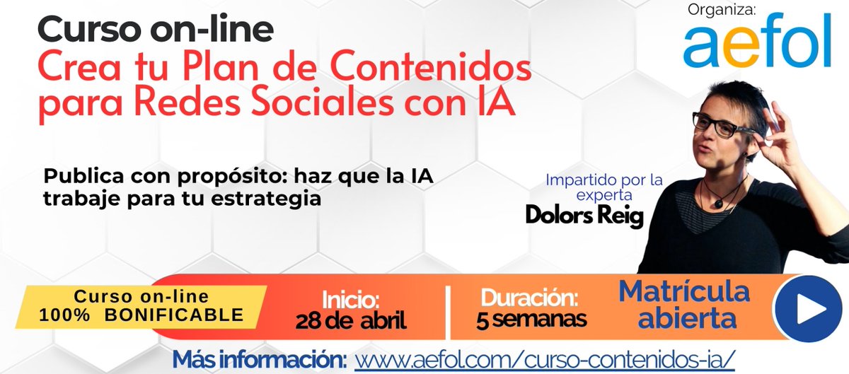 joeldoncel2007's tweet image. 🚀 Aprende a usar IA para crear contenido irresistible y hacer despegar tu estrategia digital con @dreig. 

Curso 100% online, práctico y bonificable por FUNDAE.

📅 Inicio: 28/04/25 | ⏳ 5 semanas | 🔗 Info: lnkd.in/dNysG8Mt

#CursoIA #MarketingDigital #IA

@AEFOL