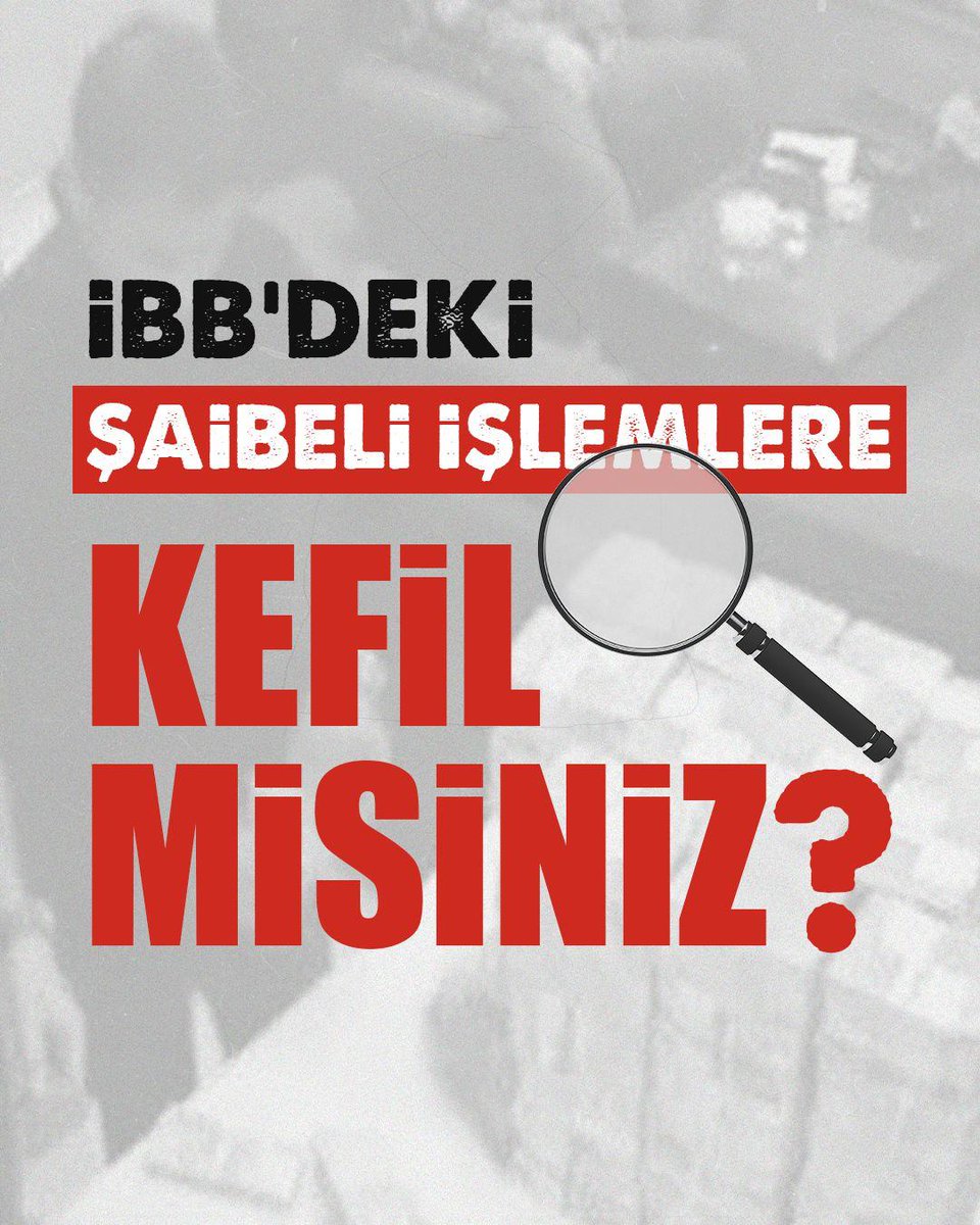 Soruyoruz...

İBB'DEKİ
ŞAİBELİ İŞLEMLERE 
KEFİL
MİSİNİZ ?
#KefilMisiniz
#DevletiminYanındayım