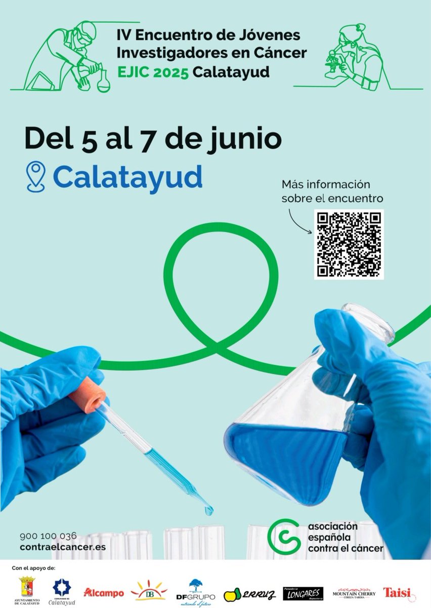 IIS Aragón (@iisaragon) on Twitter photo ¡Apúntate al IV Encuentro de Jóvenes Investigadores en Cáncer #EJIC2025!
📍Calatayud (ZGZ)
📆 5-7 junio
ℹ️contraelcancer.es/es/area-invest…
✍️Preinscripciones (28/3): docs.google.com/forms/d/e/1FAI…
🔬Comité organizador: <a href="/AlbaRoyo12/">Alba Royo</a> <a href="/CandiPlacin/">Cándido Ortiz Placín</a> <a href="/Claudia_GarCb/">Claudia García Cobarro</a> <a href="/eduruiz_94/">Eduardo Ruiz-López, PhD</a> ¡Apúntate al IV Encuentro de Jóvenes Investigadores en Cáncer #EJIC2025!
📍Calatayud (ZGZ)
📆 5-7 junio
ℹ️contraelcancer.es/es/area-invest…
✍️Preinscripciones (28/3): docs.google.com/forms/d/e/1FAI…
🔬Comité organizador: <a href="/AlbaRoyo12/">Alba Royo</a> <a href="/CandiPlacin/">Cándido Ortiz Placín</a> <a href="/Claudia_GarCb/">Claudia García Cobarro</a> <a href="/eduruiz_94/">Eduardo Ruiz-López, PhD</a>