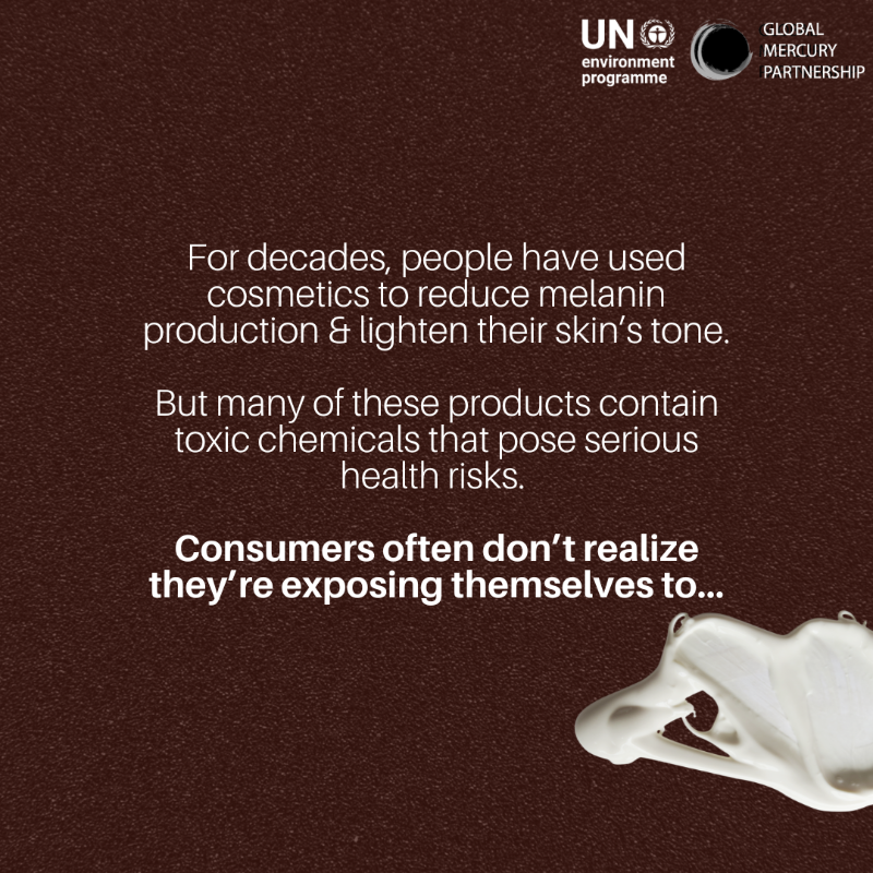 UNEP's tweet photo. Toxic beauty ideals are among the many effects of racism, with people worldwide too often feeling pressure to change their skin tone, putting health at risk.

Check the harmful effects of mercury &amp; other products used to lighten skin. @UNEP_africa @RobertaAnnan #FightRacism