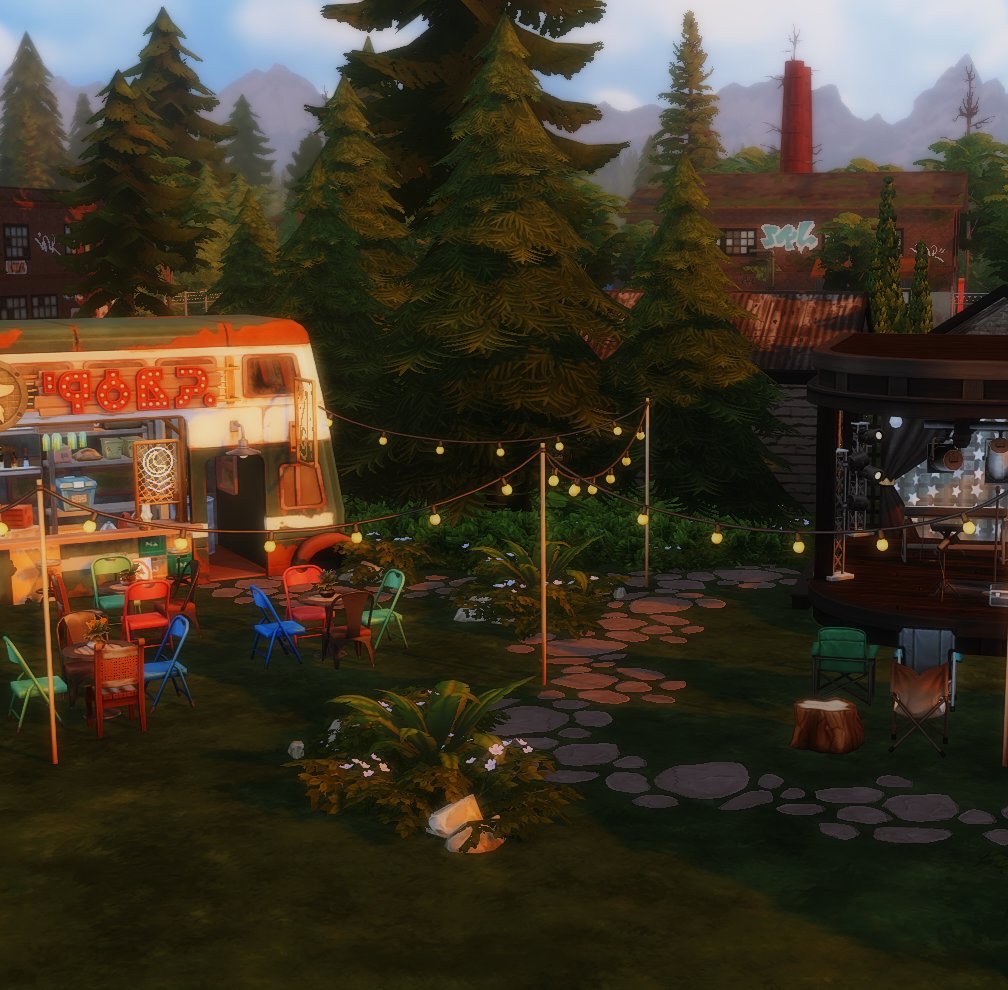 bunbunsims's tweet photo. A new bar for Moonwood Mill that hides a small home for Celene in the forest behind it, let's dial it back for this next one though 🌙 https://t.co/UxtGfVS8Do