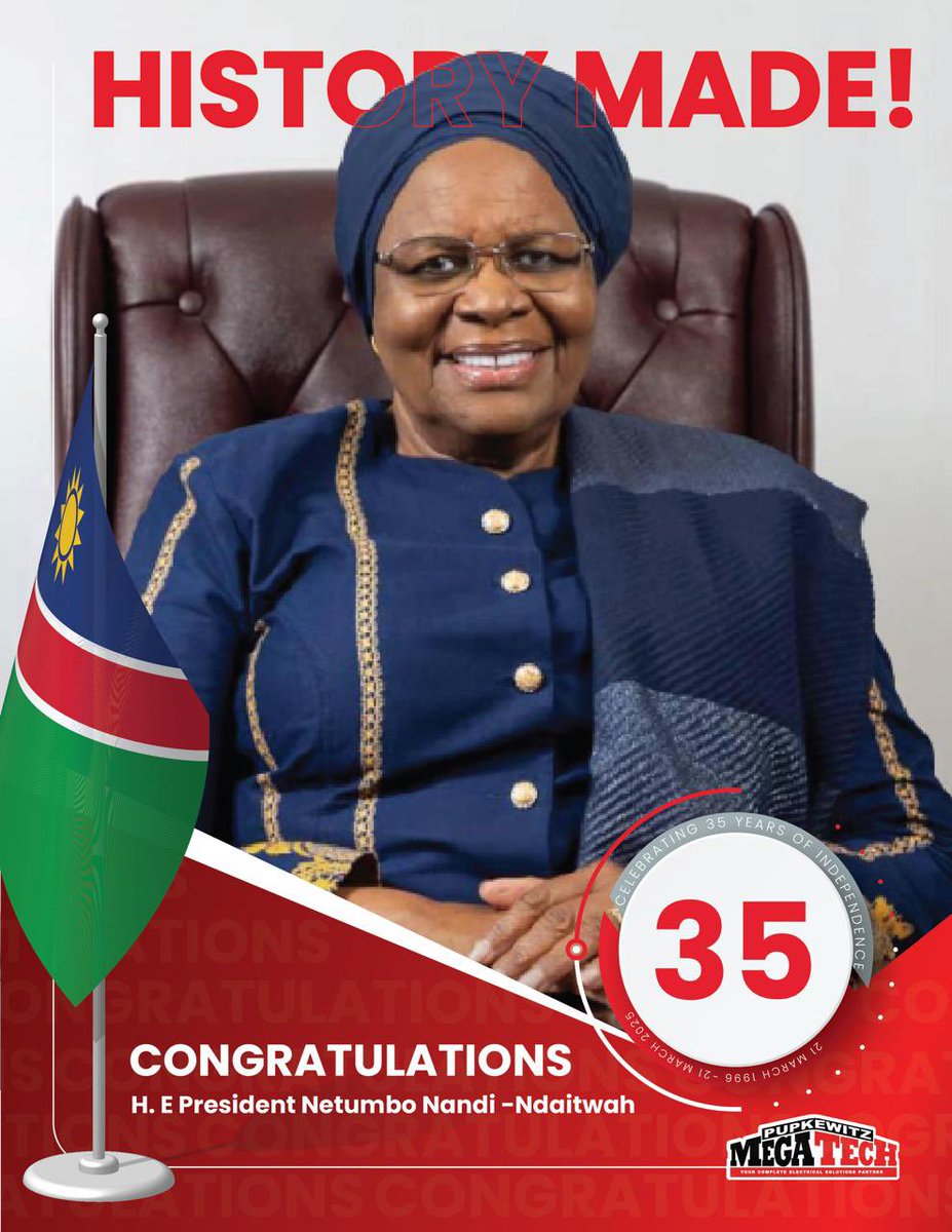 A new chapter begins as Namibia marks 35 years of independence with a historic milestone in leadership.

#Namibia #HistoryMade #Leadership #35YearsOfIndependence #BreakingBarriers #Progress #FutureForward #PupkewitzMegatech