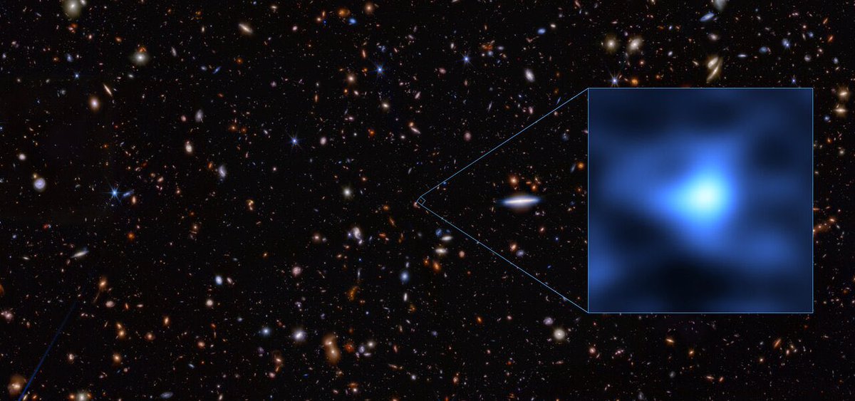Cron_Silenzio's tweet photo. #ESO Italy
La scoperta dell'ossigeno più distante, nell'Universo primordiale
Questa immagine mostra la posizione precisa nel cielo notturno della galassia #JADES-GS-z14-0, un puntino piccolissimo nella costellazione della Fornace. ⬇️ https://t.co/qhPeF75lZ6