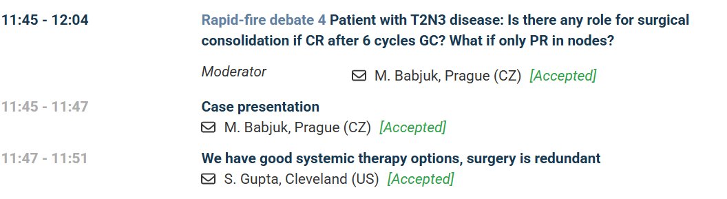Shilpa Gupta (@shilpaonc) on Twitter photo #EAU25 Looking forward to the rapid-fire debates on common problems & controversies in #bladderca
Debating the role of consolidative surgery after PR/CR with systemic therapy.
<a href="/Uroweb/">European Association of Urology (EAU)</a> today at 10.45 AM CET
<a href="/UroDocAsh/">Ashish M. Kamat, MD, MBBS</a> <a href="/joanfundi/">Joan Palou Redorta</a> <a href="/MarekBabjuk/">Marek Babjuk</a> @MaartenAlberson <a href="/paolo_gontero/">Paolo Gontero</a> #EAU25 Looking forward to the rapid-fire debates on common problems & controversies in #bladderca
Debating the role of consolidative surgery after PR/CR with systemic therapy.
<a href="/Uroweb/">European Association of Urology (EAU)</a> today at 10.45 AM CET
<a href="/UroDocAsh/">Ashish M. Kamat, MD, MBBS</a> <a href="/joanfundi/">Joan Palou Redorta</a> <a href="/MarekBabjuk/">Marek Babjuk</a> @MaartenAlberson <a href="/paolo_gontero/">Paolo Gontero</a>