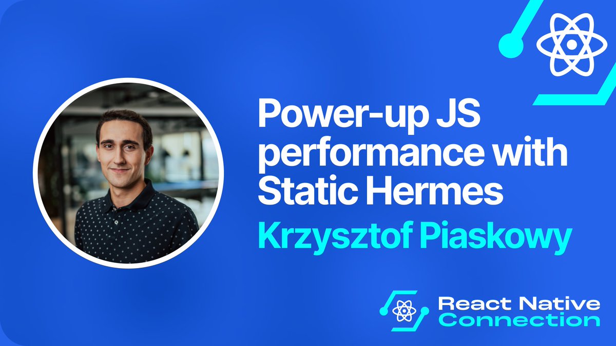 React Native Connection (@reactnativeconn) on Twitter photo 🔥 Power-up JavaScript performance with Static Hermes
Can JS be as fast as C++? 🚀 Learn how Static Hermes boosts performance in React Native w/ <a href="/piaskowyk/">Krzysztof Piaskowy</a>!
👉 https//reactnativeconnection.io 🔥 Power-up JavaScript performance with Static Hermes
Can JS be as fast as C++? 🚀 Learn how Static Hermes boosts performance in React Native w/ <a href="/piaskowyk/">Krzysztof Piaskowy</a>!
👉 https//reactnativeconnection.io