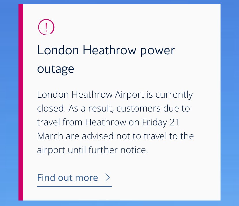 Announcement to friends and colleagues travelling from / to London Heathrow today Friday 21 March!                                  💥 Airport is currently closed! 💥