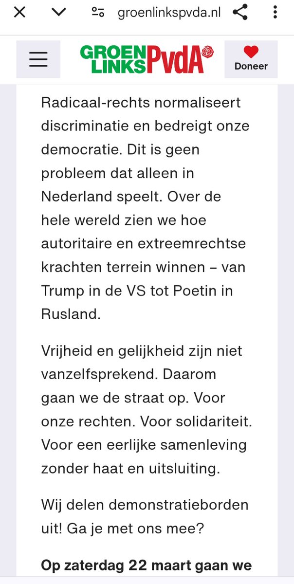 "Van Trump in de VS tot Poetin in Rusland". 

Geen woord over Turkije, coup gaande. Geen woord over Iran, dat vrouwen vermoordt als die demonstreren. Geen woord over Afghanistan dat de halve bevolking tot in huis gevangen slaven maakt.

Die eenzijdigheid doet haast fysiek pijn