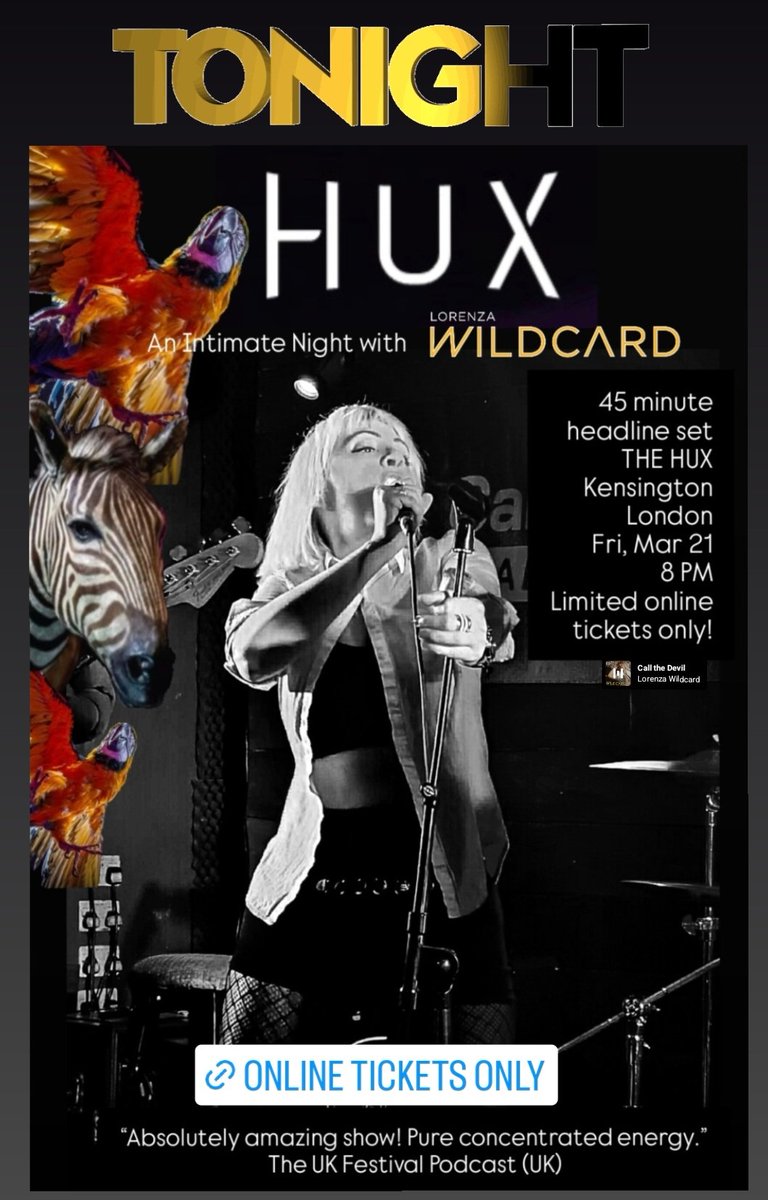 LorenzaWildcard's tweet photo. Tonight!!!!!!
Online tickets only:
https://t.co/WnWcC4A6Qz
#lorenzawildcard
#LiveMusicLondon #ExclusiveNight #IntimatePerformance #RockEnergy #UnforgettableNights #whatsinlondon #LIVEMUSIC #EXCLUSIVE #london #LIVEBAND #londonmusicscene https://t.co/kONcKU6Hdz