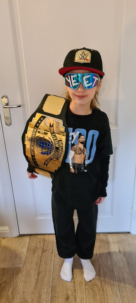 For Red Nose Day children have been asked to come to school dressed as someone that inspires them. Acacia's inspiration is WWE's Jey Uso <a href="/WWEUsos/">The Usos</a>! #jeyuso #WWERaw    #WWE #YEET #RedNoseDay #inspiration