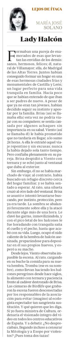 perezreverte's tweet photo. Lady Halcón.
Esto de @mjsolanofranco es perfecto. Léanlo. https://t.co/sYxQ9woh9M