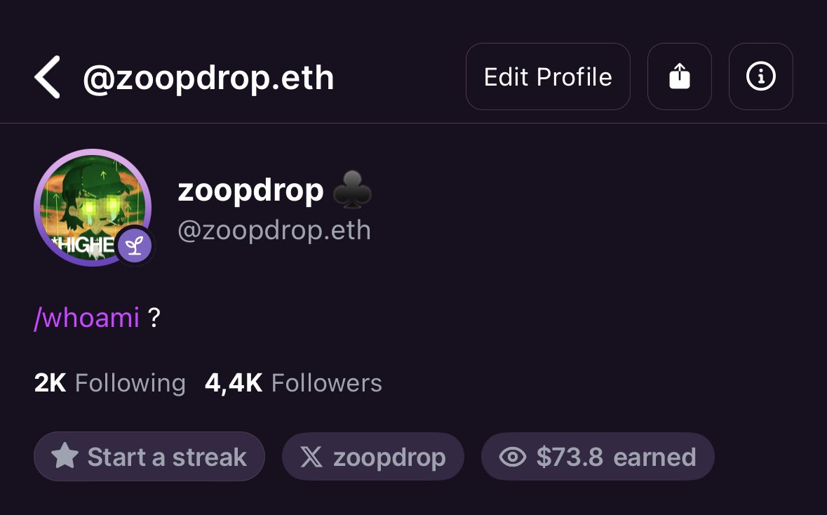 zoopdrop's tweet photo. income i get from farcaster may be small.
however, i know this app from farcaster 
Yup @interfacedapp 
and started my trench journey with the capital I brought from $DEGEN airdrop 😅
i love base zzzz https://t.co/8xtKdO5Z58