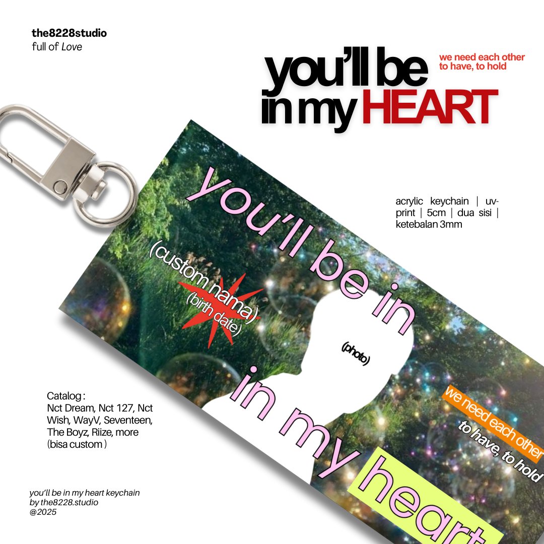 [rt and like are very appreciated]

interest check! 
halowww! akuu akan open po untuk keychain "you'll be in my heart"♥️

akan ada katalog nct, seventeen, the boyz, riize &amp; custom

adakah yg mw di tag???✨
