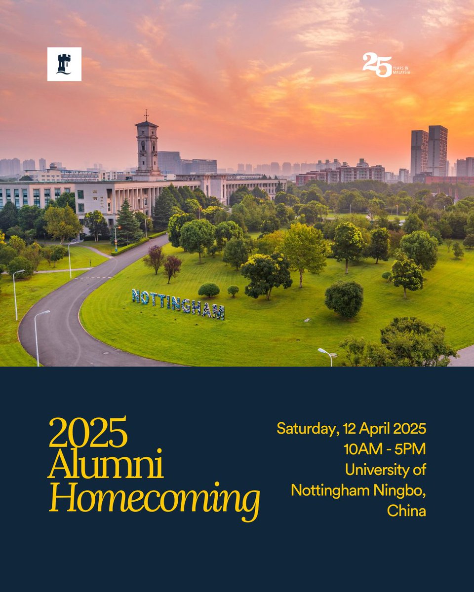 Calling for UNM alumni in China!​

The Ningbo campus will be hosting the 2025 Alumni Homecoming, and we would be delighted to have you be a part of the event.​

Register today: alumni.nottingham.edu.cn/en/activity/de…