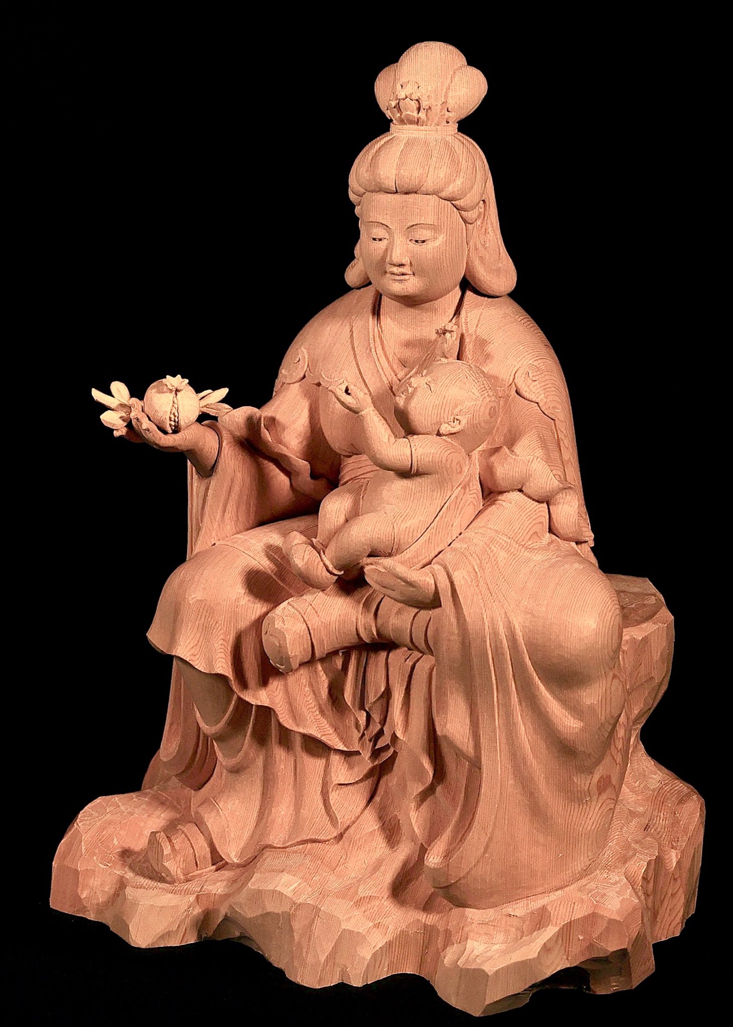 b396-4　仏師 久保田唯心 御李代刀 本人作 陶彫 宝蔵童女　E b396-4 仏師 久保田唯心 御李代刀 本人作 陶彫 宝蔵童女 E