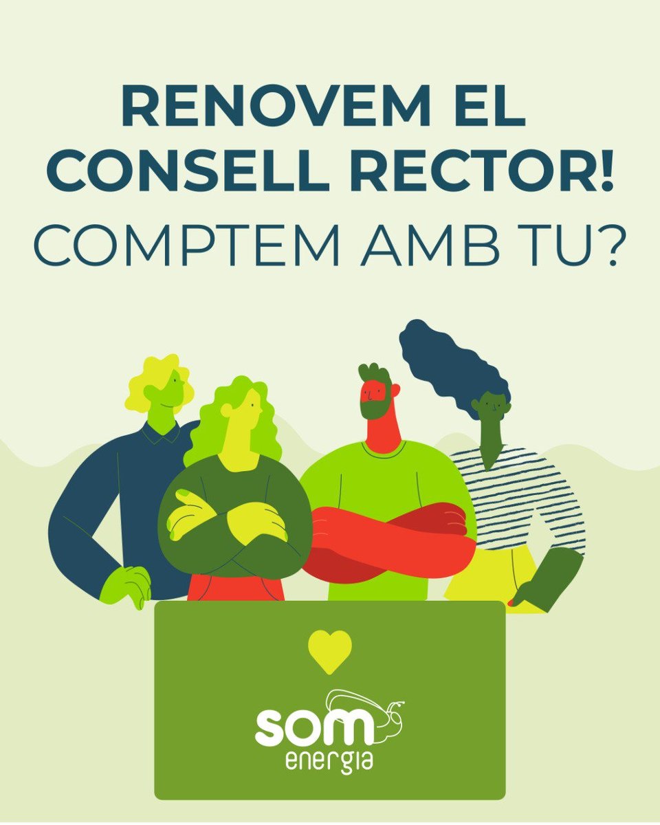 ionainiamado's tweet photo. T'agradaria fer alguna cosa x ajudar a canviar 1 mica aquest 🌎 ara hi pots participar! Aquest any 3 companys del Consell Rector d @SomEnergia deixen el càrrec pq ja fa 4 anys que hi són i caldrà escollir 3 persones x entrar a formar part d'aquest òrgan de govern. T'hi animes? 😍 https://t.co/oOFcL6SjGw