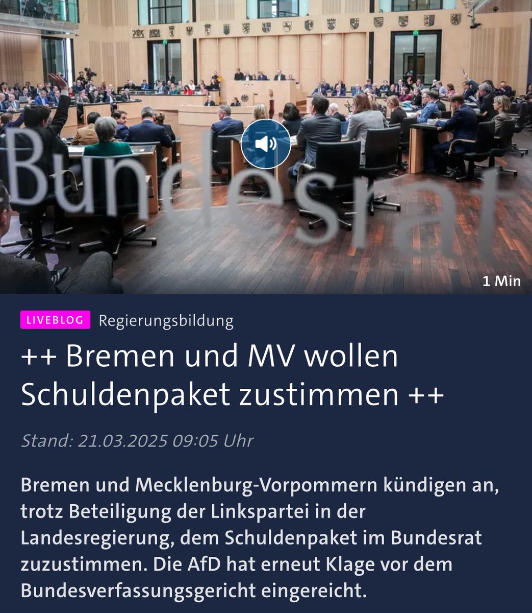 Ich bin fassungslos über das Abstimmungsverhalten der <a href="/DieLinkeBremen/">Die Linke Bremen</a> und <a href="/DIE_LINKE_MV/">DIE LINKE. M-V</a> pro Militarisierung. Es ist ein historischer parteiinterner Bruch mit dem friedenspolitischen Konsens und gefährdet massiv die Glaubwürdigkeit unserer Partei. Die Konsequenzen werden fatal.