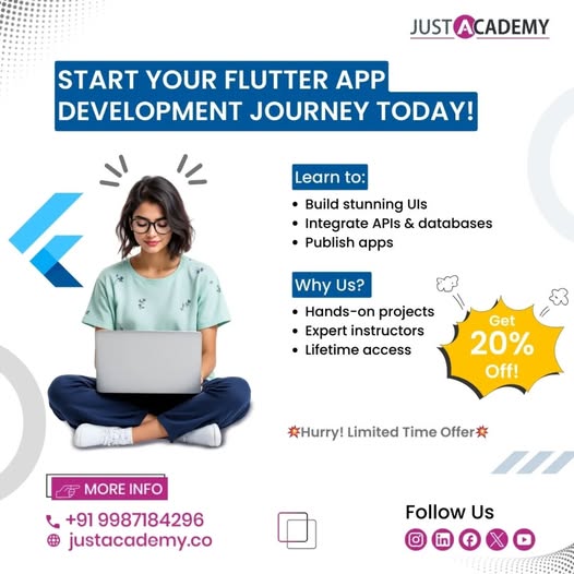 justacademy23's tweet image. Kickstart Your Flutter App Development Today! 🚀
Master UI design, API integration, and app publishing.
Why Choose Us?
• Hands-on projects
• Expert instructors
• Lifetime access
Enjoy 20% OFF! Hurry, limited time offer!
#FlutterTutorial #TumkoMeriKasamReview
