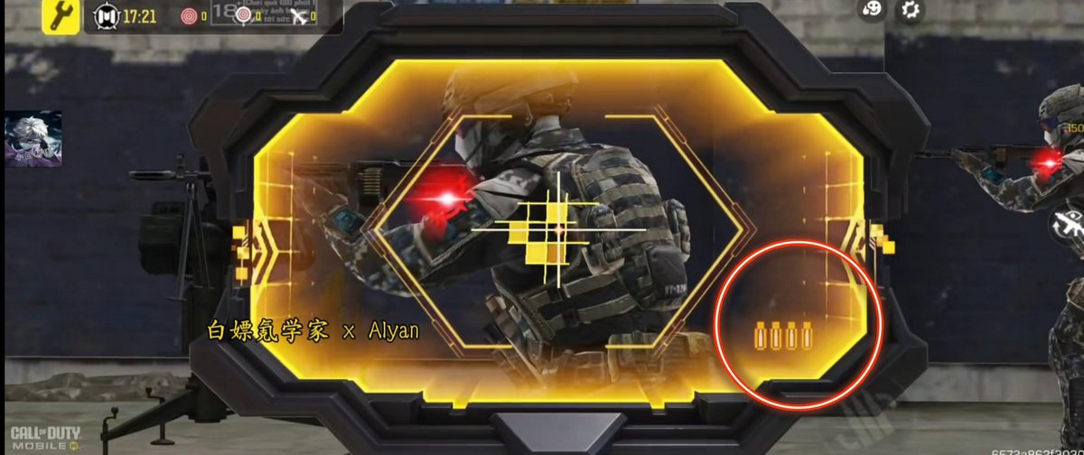 valorantmobileV's tweet photo. The Mythic Tundra Gun's ammo counter is located at the bottom of the scope, which shows the number of bullets remaining. https://t.co/k8owZkokpU