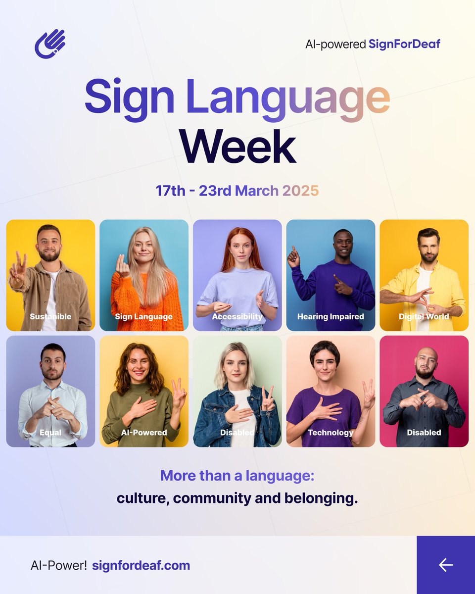 signfordeaf's tweet photo. The theme for this year’s Sign Language Week is ‘More than just a language: culture, community and belonging’
#SignforDeaf #SignLanguageWeek #BSL #ISL #SignLanguage https://t.co/Dx9BgmklpQ