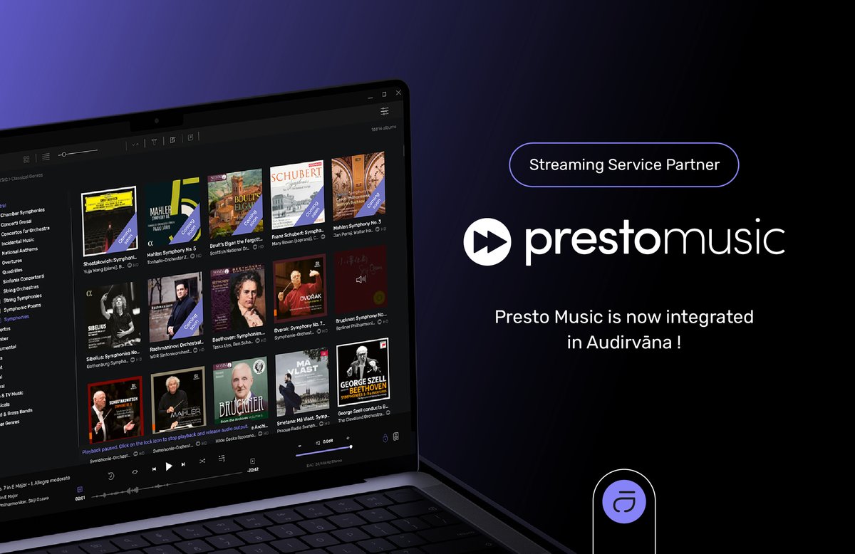 Audirvāna (@audirvana) on Twitter photo 🤝 Presto Music is now integrated with Audirvāna Studio!
🎶 Stream 200,000+ classical & jazz albums, many in high-res, plus exclusive articles, reviews & new release guides <a href="/PrestoMusicCom/">Presto Music</a>, the UK’s leading destination for classical & jazz 🎵
Find out more: 🤝 Presto Music is now integrated with Audirvāna Studio!
🎶 Stream 200,000+ classical & jazz albums, many in high-res, plus exclusive articles, reviews & new release guides <a href="/PrestoMusicCom/">Presto Music</a>, the UK’s leading destination for classical & jazz 🎵
Find out more: