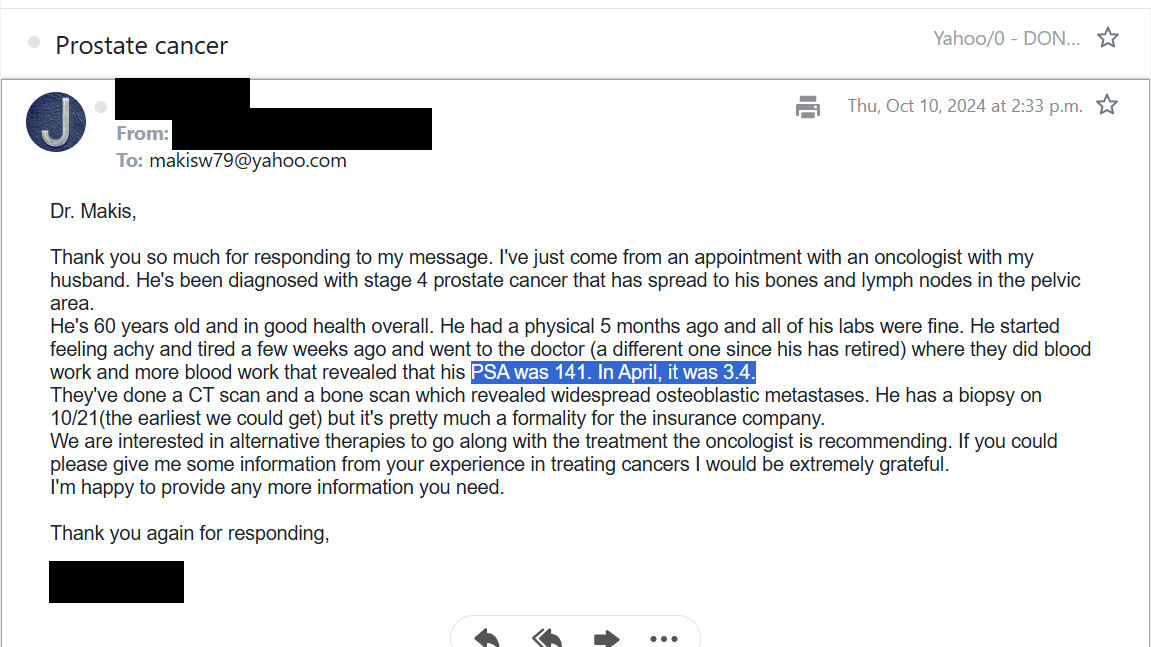 MakisMedicine's tweet photo. NEW ARTICLE: IVERMECTIN and FENBENDAZOLE Testimonial - 60 year old USA man diagnosed with Stage 4 Prostate Cancer Gleason 9 and bone metastases. PSA dropped from 141 to 0.25 in 3 months!

"He's 60 years old and in good health overall. He had a physical 5 months ago and all of his labs were fine"

Life can change very quickly.

"He started feeling achy and tired a few weeks ago and went to the doctor where they did blood work that revealed that his PSA was 141. In April, it was 3.4. They've done a CT scan and a bone scan which revealed widespread osteoblastic metastases."

A patient of mine was diagnosed with sudden onset Stage 4 Prostate Cancer, Gleason 9 with PSA 141.

That is an emergency situation. We didn't waste any time and started:

Ivermectin 1mg/kg/day
Fenbendazole 1332 mg/day

Oncologist started hormone blockers Orgovyx and Nubeqa, then added Taxotere 6 weeks later.

RESULTS:

In about 3 months, his PSA dropped from 141 to 0.25, that's a 99.8% drop.

Stage 4 Prostate Cancer, Gleason 9, metastatic to bones is something you want to get under control as quickly as possible.

Ivermectin and Fenbendazole allow you to do that.
Synergy with hormone blockers.
Synergy with chemo.

Although Oncologists are not allowed to help their cancer patients, adding Ivermectin and Fenbendazole dramatically enhances cancer cell killing - and that’s what you want in a case of extremely aggressive Gleason 9 Prostate cancer like this.

Next, we are going to get some imaging results on this case. But for now, this patient has the best outcome possible in the shortest time frame possible.

A 99.8% drop in cancer markers in 3 months.

I do this so often, it has become second nature. 😃

And I do this with the boot of Alberta's Government of Premier Danielle Smith firmly planted on my neck, my accounts frozen, my funds stolen, my family harassed.

Ok, that gets a little tiring. Give me a big Cancer Centre Premier @ABDanielleSmith, instead of threatening and harassing my family. Let me do what I do best.

I've said it before, no one is going to stop the Ivermectin Cancer revolution and no one is going to stop me. 💪

Welcome to the largest Ivermectin Cancer Clinic in the world. With daily success stories not found anywhere else... 👏

Article Link in photo to avoid shadowban, just re-type the URL in the first photo at the top, into your browser to access.

@joerogan