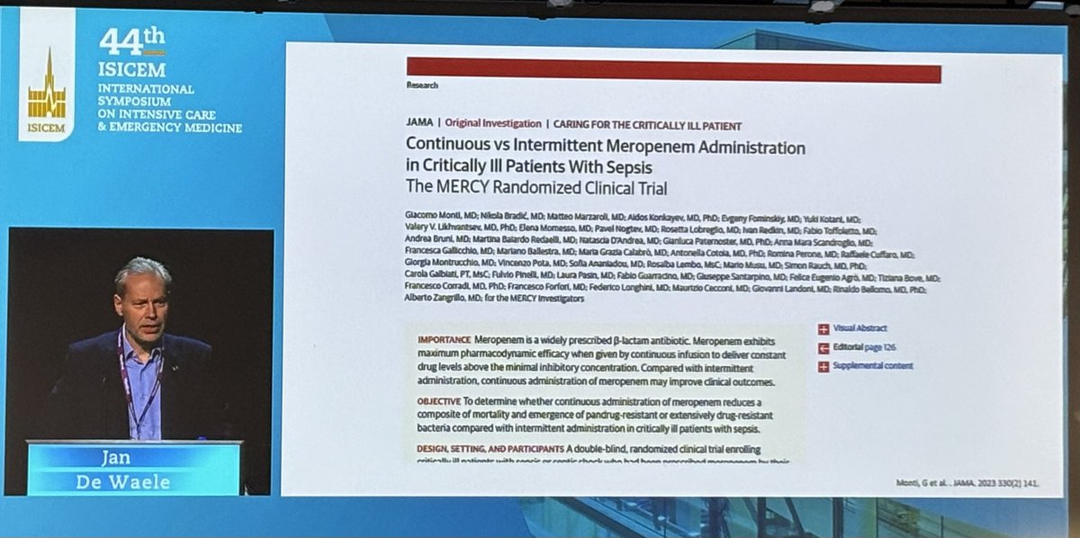 The #MERCYtrial cited at #ISICEM25  in the antibiotic session 

🔗 pubmed.ncbi.nlm.nih.gov/37326473/