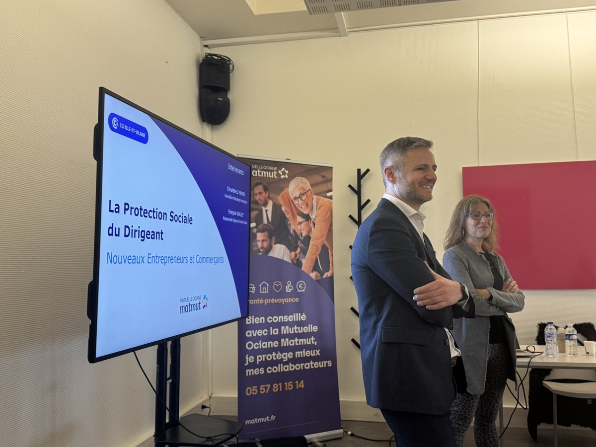 BVallee_Pro's tweet photo. Nous sommes aujourd’hui @CCI_35 pour parler Prévoyance auprès de jeunes créatrices d’entreprises 🙏 à nos collègues Christelle et François pour leur présence à toutes les présentes ce matin et à notre partenaire pour l’accueil 😉 @Matmut complice des entrepreneurs 👍 https://t.co/qg52uPiY1p