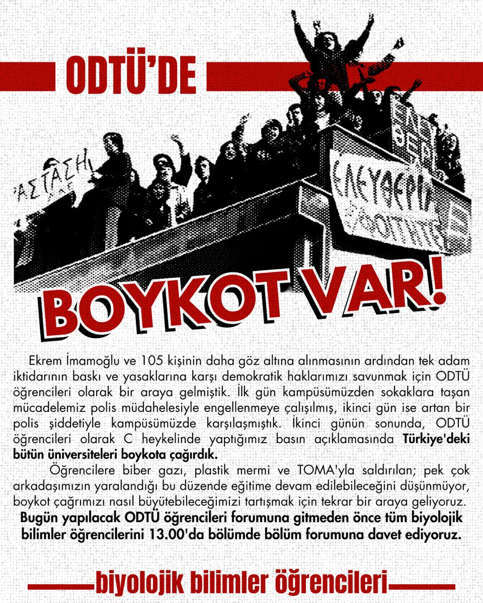 🟥 Biyolojik Bilimler Öğrencileri boykot forumu düzenliyor!