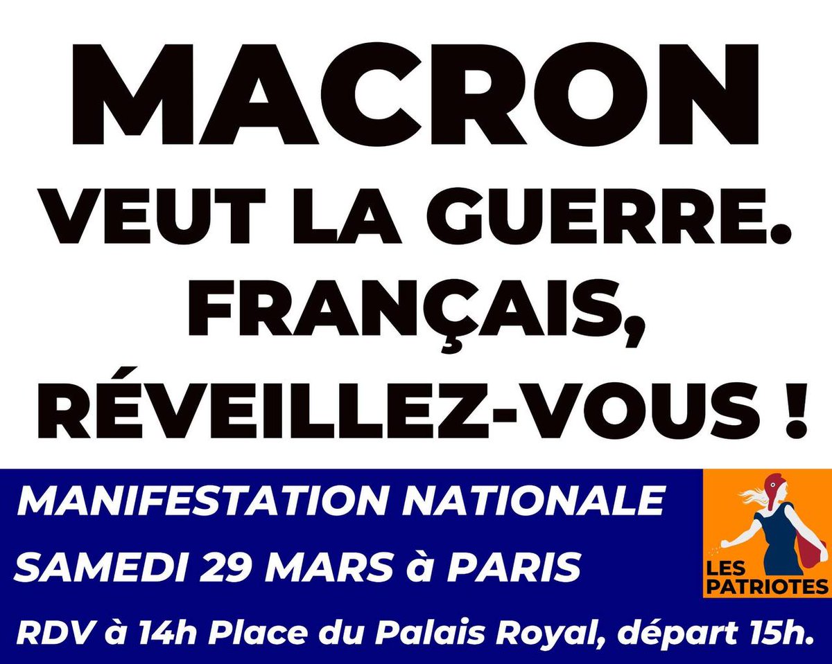 FrancoisDESCAM7's tweet photo. VOUS N'AVEZ QU'UNE VIE.
VOS ENFANTS AUSSI.
👉Levons-nous en masse ! 🇫🇷
Union sacrée pour la Paix : ON Y VA TOUS !✊ https://t.co/uAj4reddjH