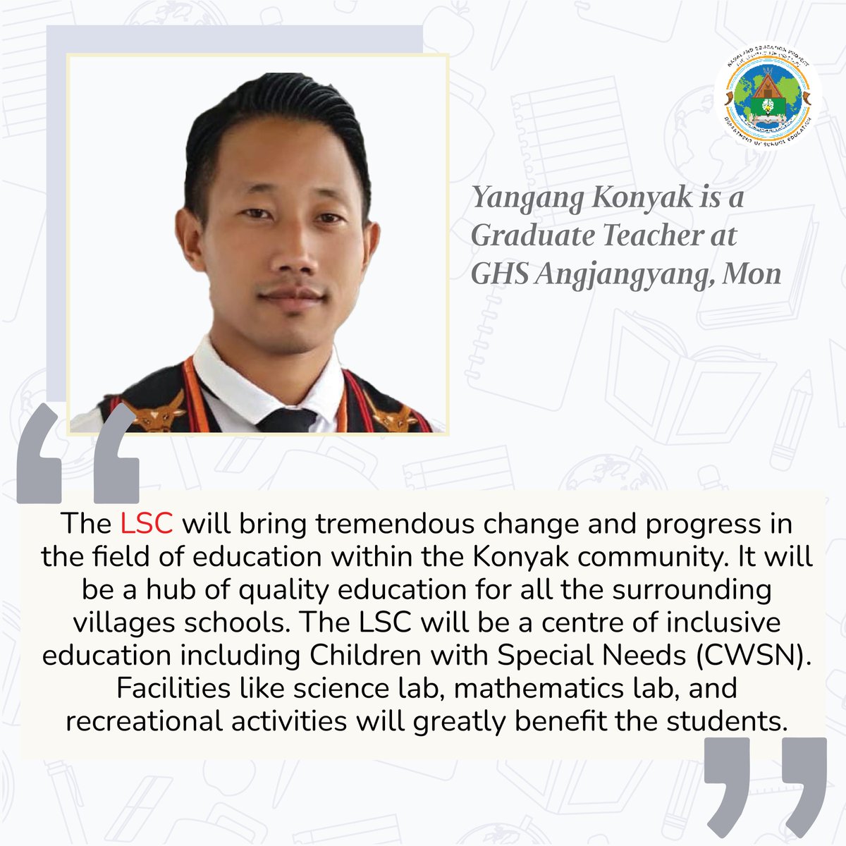 Apeuna Iheilung, an SMDC member at GHSS Peren Town &amp; Yangang Konyak, a GT at GHS Angjangyang, Mon District, share their hopes and the significance of the upcoming Lighthouse School Complexes for their communities.

#NagalandEducationProject #NECTAR #WorldBank #TheLighthouse