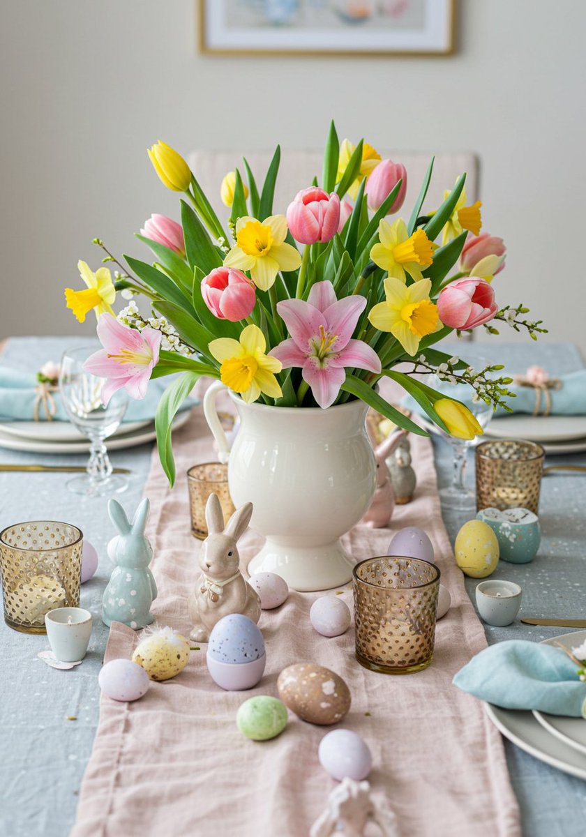abcasahome's tweet image. Soft pastels, fresh florals, and a touch of Easter magic 🌷🐰 How do you decorate your Easter table? Share your favorite spring florals! 💐 #EasterDecor #SpringTablescape #FloralInspo #homedecor