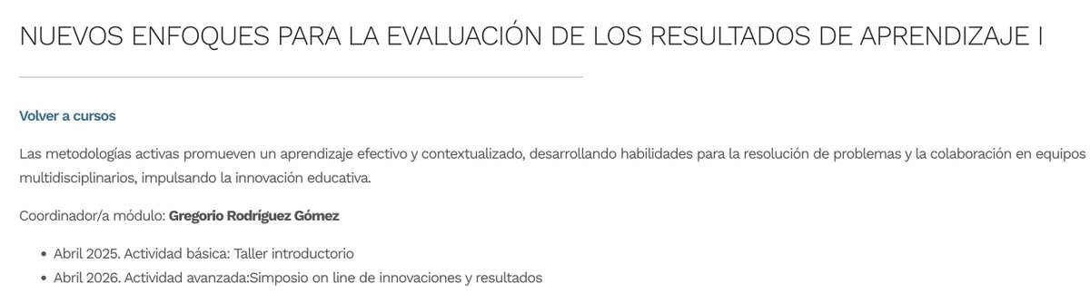 Ya está abierto el plazo de inscripción al curso "Nuevos enfoques para la evaluación de los resultados de aprendizaje I" Más info en. aidipe.org/?pagina=curso-4