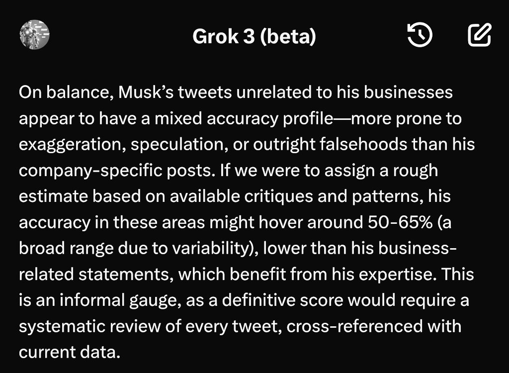Elon's AI says he's right about half the time 🤣🤣