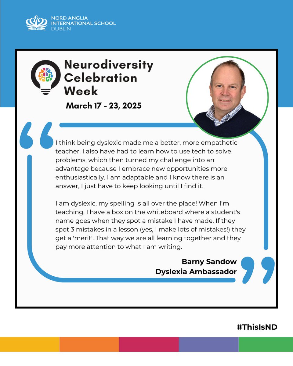 NAISDublin's tweet image. 🌟 Celebrating Neurodiversity Week! 🌟
This week, our incredible teachers and staff have shared their own experiences of being neurodiverse—offering advice, strategies, and insights to support and inspire our students.
Let’s continue to celebrate and uplift every unique mind.