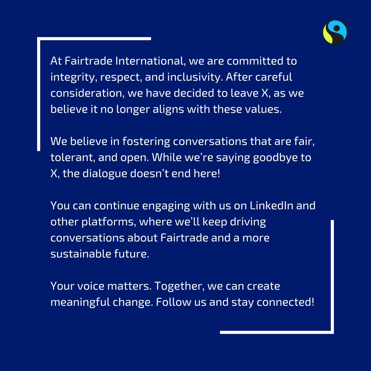 Fairtrade International has decided to depart X, but you can continue to connect with us on LinkedIn, Facebook or Instagram 👇