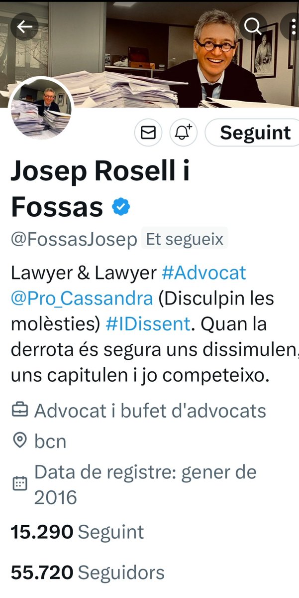 vagadefam's tweet photo. El company Josep Rosell, advocat que amb Lluís Gibert està al capdavant d'Acció Cassandra, ja fa 6 dies que té blocat X. Aniria bé que tots els qui trobam a faltar les seves piulades valentes, desacomplexaxades i lúcides féssim retuits amb missatges de suport i de solidaritat.
Endavant les atxes!