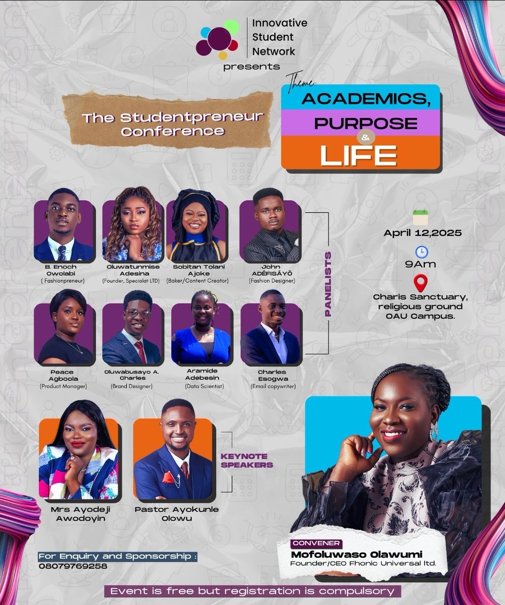 SENATOR_MEDIA_'s tweet image. At The Studentpreneur Conference, we want to help you create that future. This isn’t just another event. It’s a launchpad for your entrepreneurial and career  journey while still in school. Whether you dream of building a startup or carving a niche in your career,
#OAUTwitter
1/3