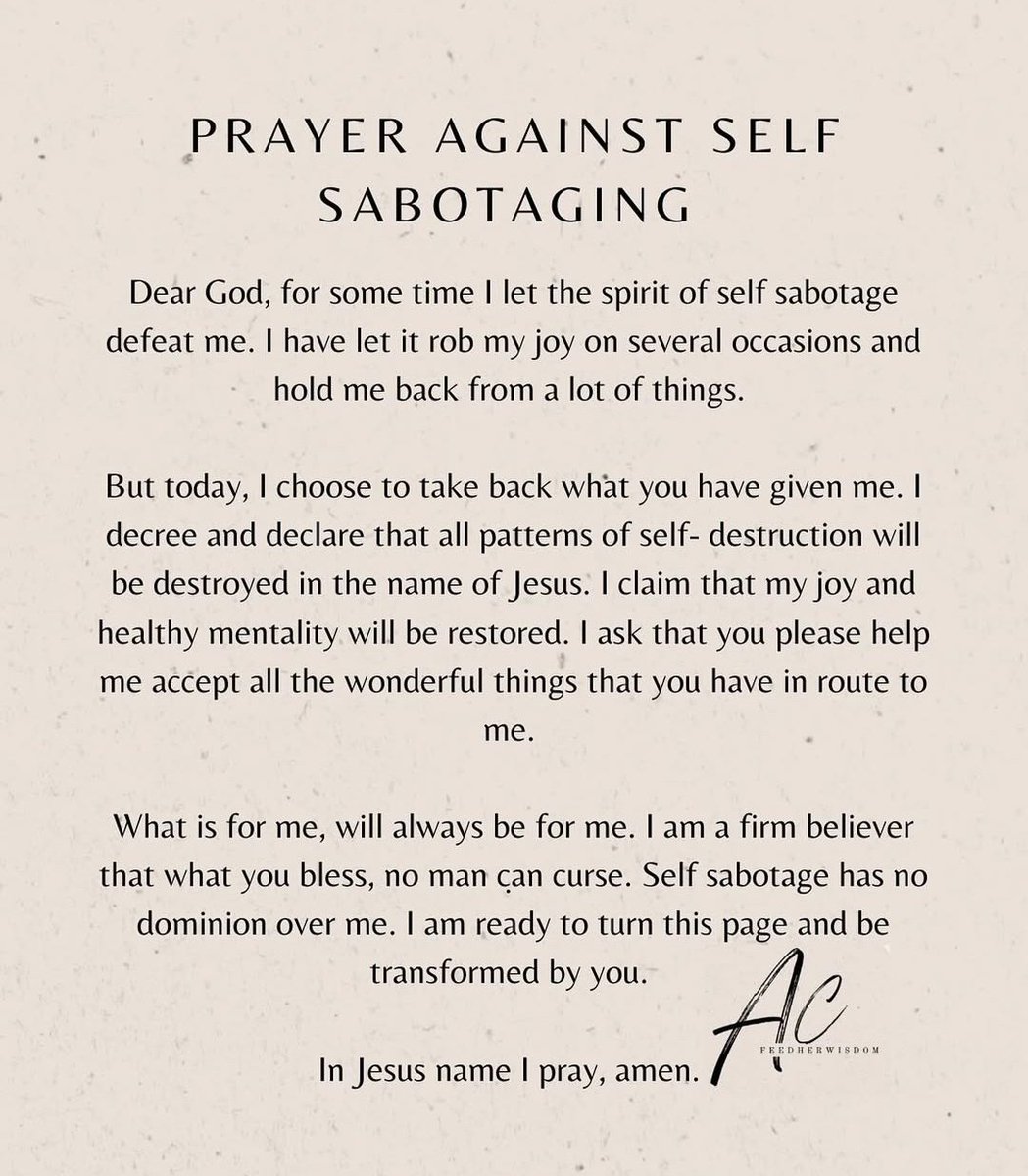 Prayer against self sabotaging