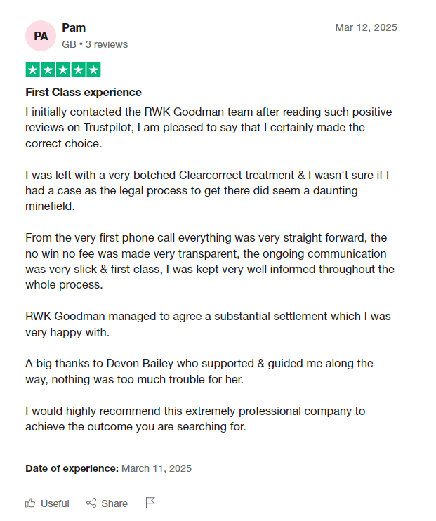 DentalNegTeam's tweet image. It is fantastic to hear that Pam felt supported throughout her dental negligence claim and a huge well done to Devon Bailey for your professionalism and work on this claim to achieve Pam the compensation she deserved.