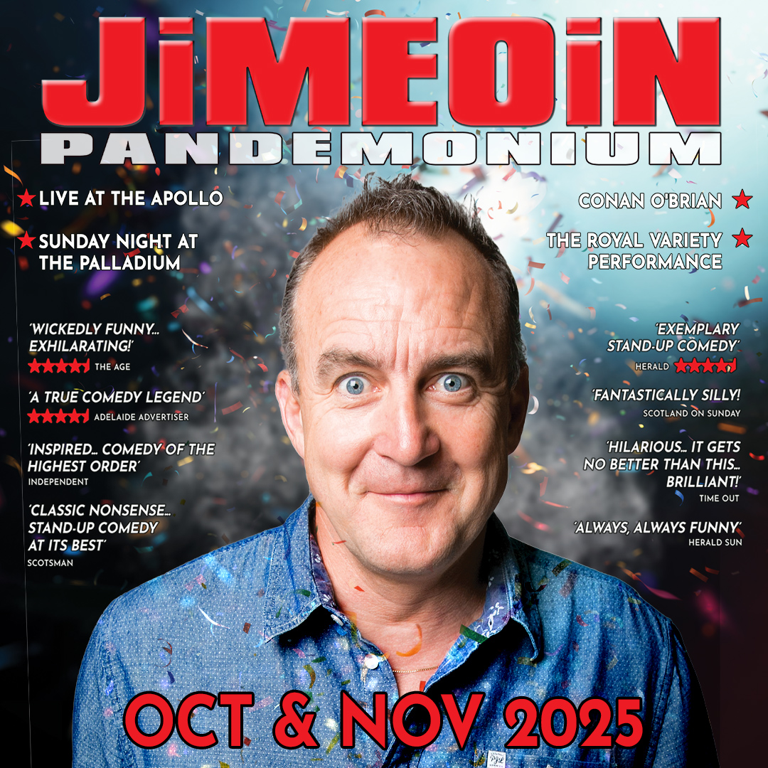 Tickets on sale this Friday for a not-to-be-missed, hilarious evening with one of live comedy's universally acclaimed true masters - we are absolutely delighted to welcome the stand-up legend that is Jimeoin  with his brilliantly funny new tour ‘Pandemonium’!
📅 31/10/2025