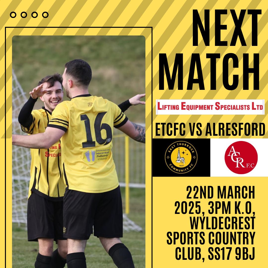 🖤NEXT MATCH TOMORROW💛

FINAL HOME MATCH &amp; NON LEAGUE DAY ⚽️

Make sure you get down to Wyldecrest Sports Country Club Tomorrow for our final home match of the season against Alresford Colne in which we are sure will be another great game. Support the team on Non League Day 🙌