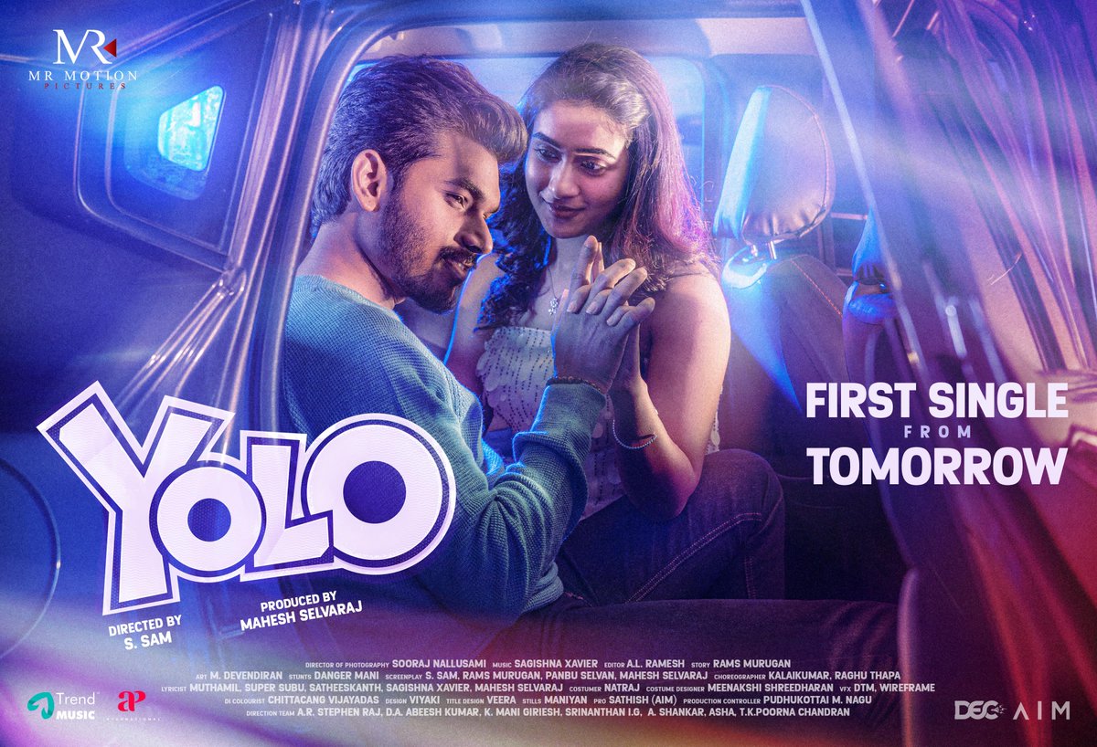 IndiaGlitz - Tamil (@igtamil) on Twitter photo Hearts racing, vibes syncing! ⚡️
The electrifying first look of #YOLO is here!
Surprise Surprise - The First Single is dropping tomorrow 🎧
Stay tuned, it’s about to get lit! 💥
<a href="/ActorDev_offl/">Dev</a> <a href="/Samthecreator/">Samdir</a> <a href="/Devu_devika77/">Devika Satheesh</a> <a href="/mrmpmovies/">M R MOTION PICTURES</a> <a href="/x_sagishna/">Sagishna Xavier</a> <a href="/AdithyarkM/">Adithya Rk</a> <a href="/Akashpremkumar3/">Akash Premkumar</a> Hearts racing, vibes syncing! ⚡️
The electrifying first look of #YOLO is here!
Surprise Surprise - The First Single is dropping tomorrow 🎧
Stay tuned, it’s about to get lit! 💥
<a href="/ActorDev_offl/">Dev</a> <a href="/Samthecreator/">Samdir</a> <a href="/Devu_devika77/">Devika Satheesh</a> <a href="/mrmpmovies/">M R MOTION PICTURES</a> <a href="/x_sagishna/">Sagishna Xavier</a> <a href="/AdithyarkM/">Adithya Rk</a> <a href="/Akashpremkumar3/">Akash Premkumar</a>