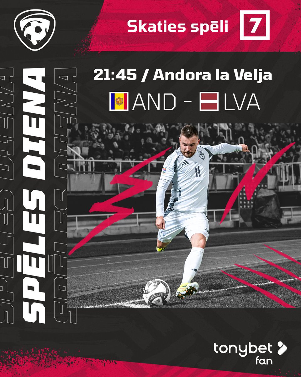 kajbumba's tweet photo. Liekam jaunu bildi iekšā! Latvijas izlase šovakar Andorā sāk Pasaules kausa kvalifikācijas turnīru 🇱🇻

📺 Tiešraide LTV7 ar pirmsspēles studiju 2⃣1⃣:0⃣0⃣

#LatvijasIzlase #11vilki #FIFAWorldCup #ANDLVA | @TonybetLatvija https://t.co/tZJuExNdZa