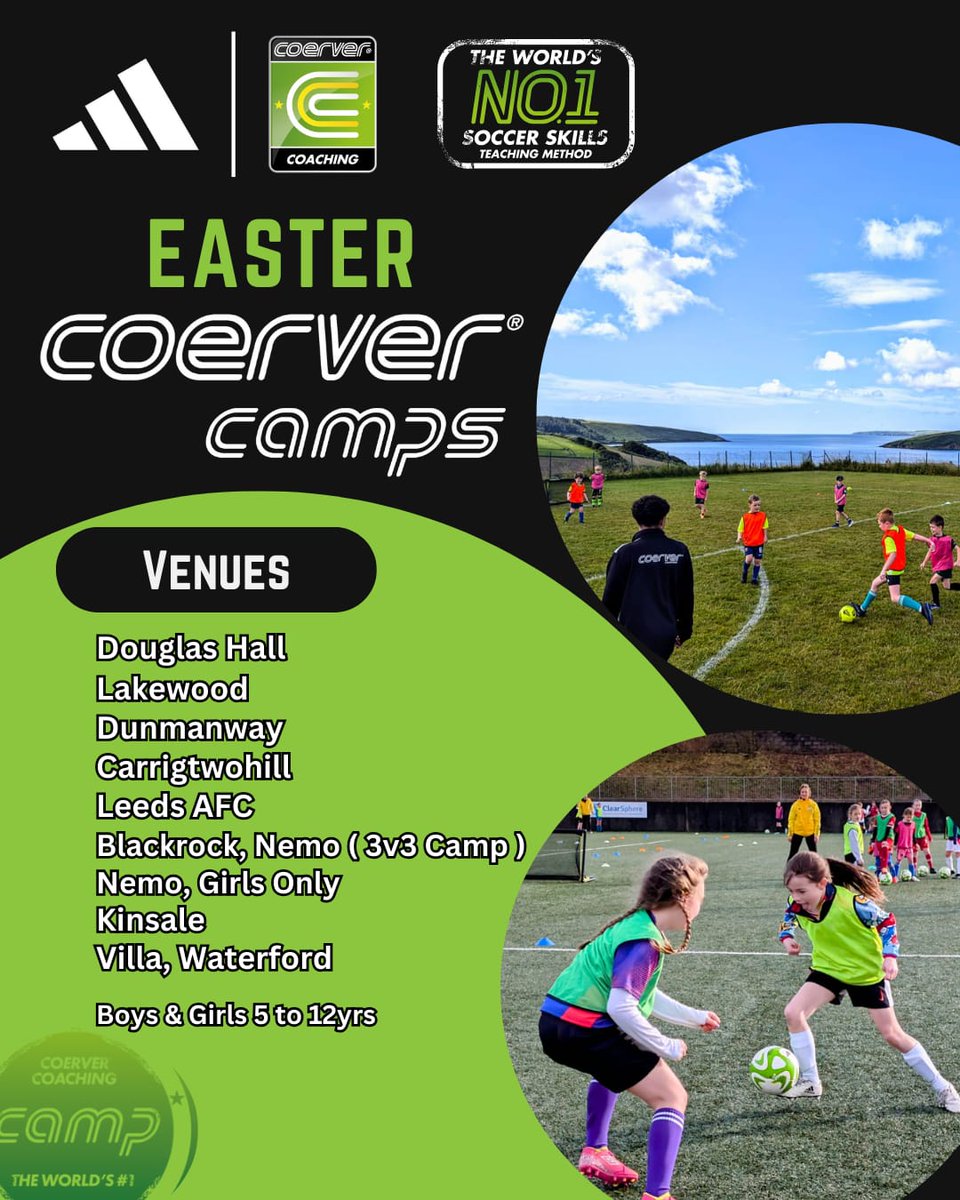 💥 New dates and venues added for Easter 🐣🐇

Check out coerver.ie for your nearest camp