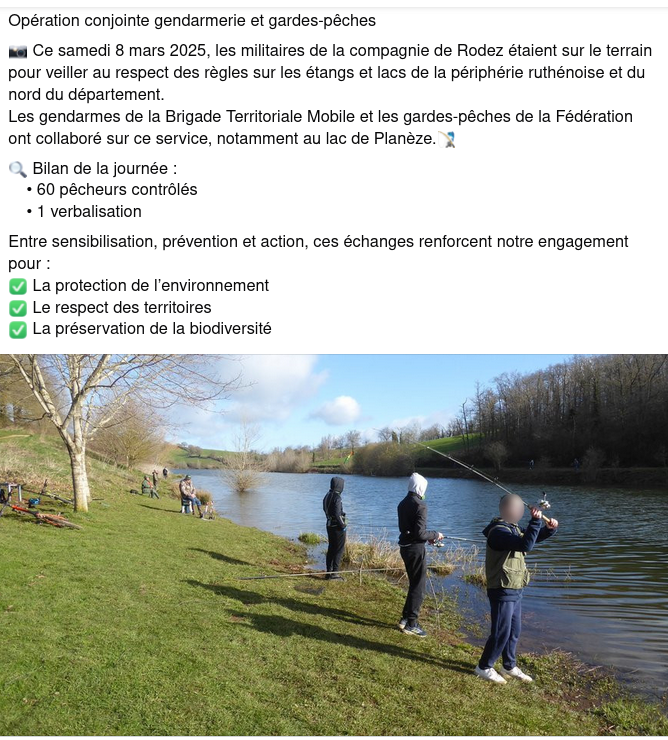 Opération conjointe Gendarmerie👮‍♀️👮‍garde pêche 🎣 sur les 🚣 de la périphérie de #Rodez. 

🌳Protection de l'environnement
🌎Respect des territoires
🐠Biodiversité.
#Environnement, #Contrôle