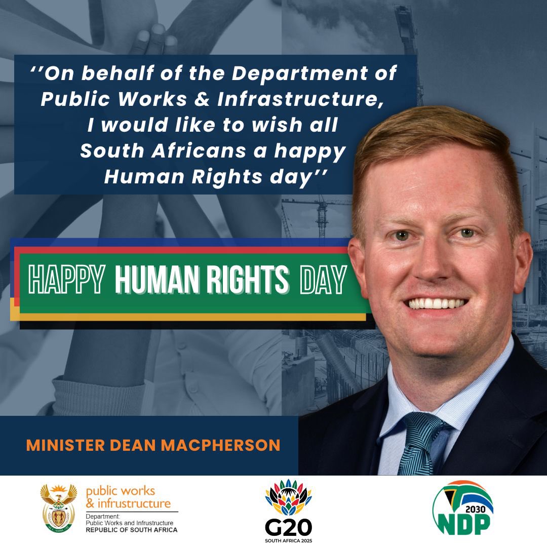 Happy #HumanRightsDay, South Africa!

Today we celebrate our freedom, dignity, and shared responsibility to protect the rights of all. 

There’s no better way to do that than by building a growing economy that creates jobs. 

#LetsBuildSA 💙🇿🇦